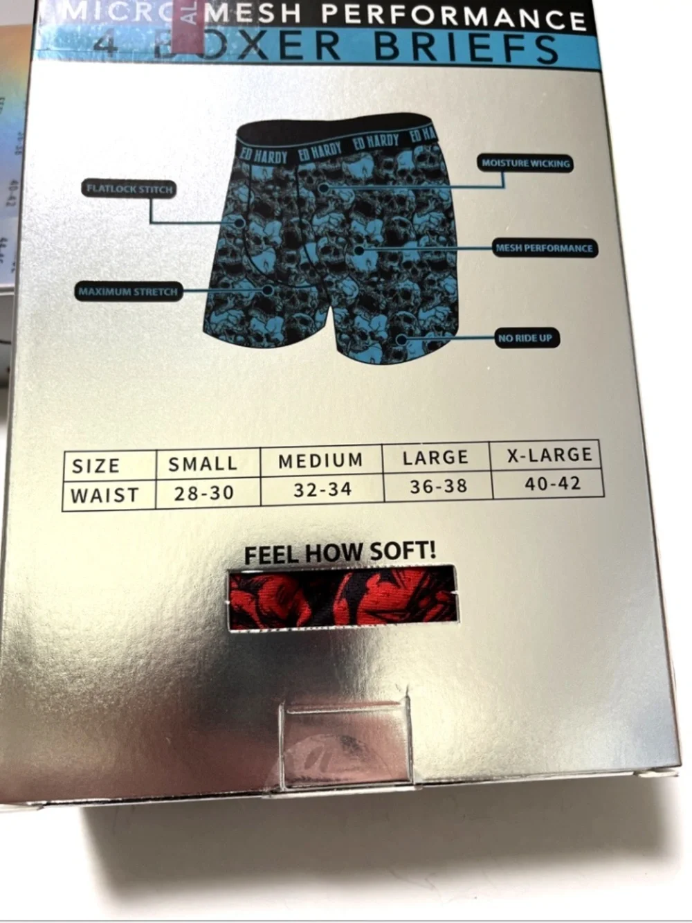 Ed Hardy 8-Pair Performance Boxer Brief Bundle – Men's XL (40-42) Multicolor